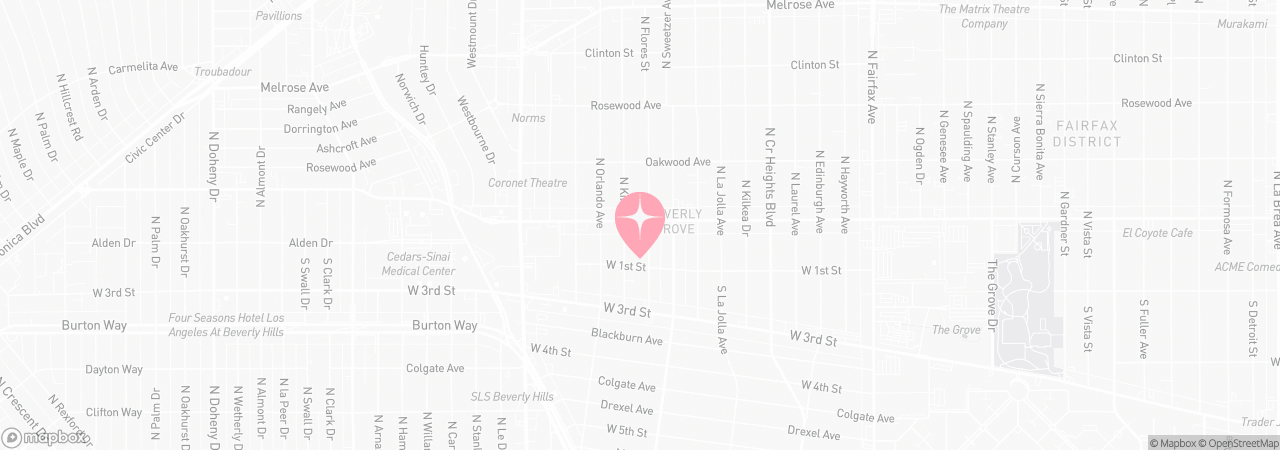 Map of Tutu School LA Beverly Grove