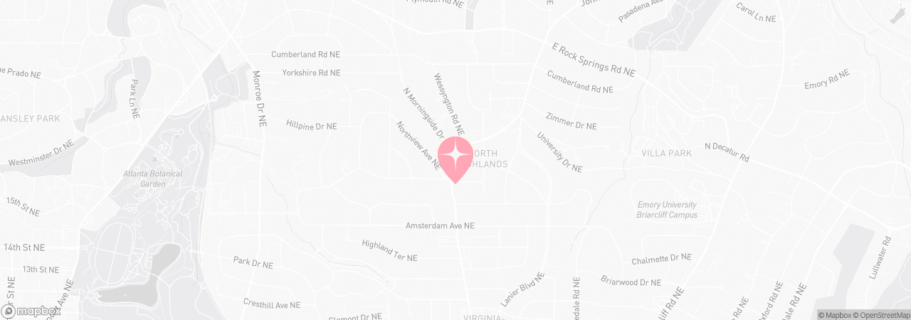 Map of Tutu School Atlanta - Virginia Highland