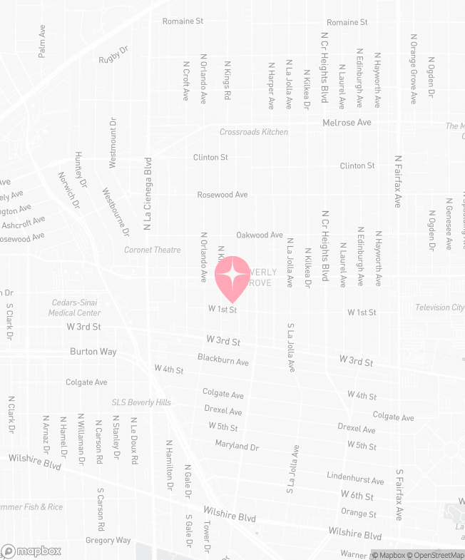 Map of Tutu School LA Beverly Grove