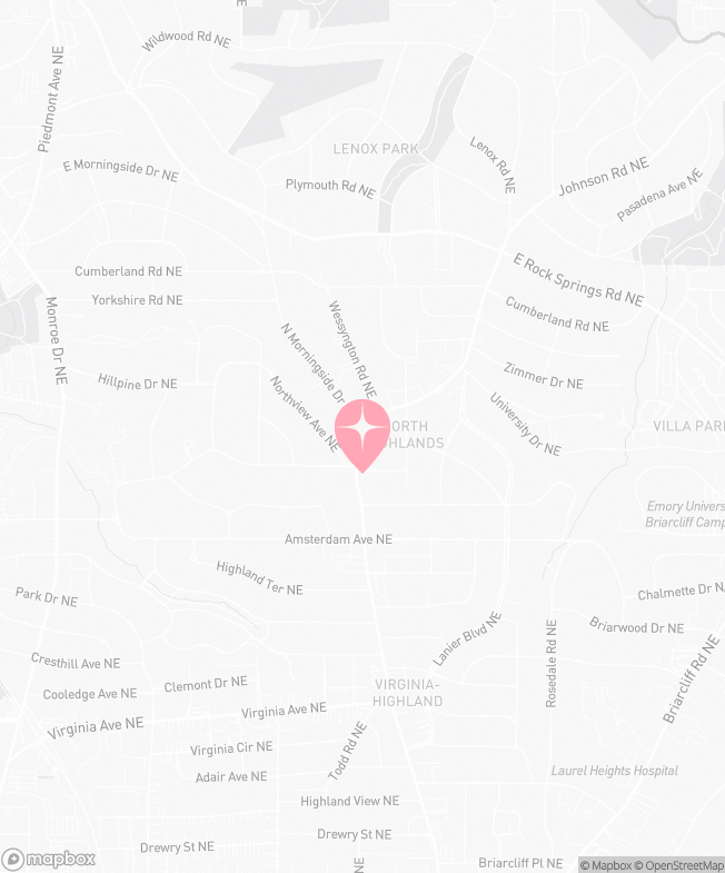 Mapa de Tutu School Atlanta - Virginia Highland